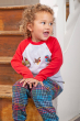 child wearing frugi grey top with red long sleeves