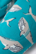 close up of the knee patch detail on the Frugi Switch Snuggle Crawlers in a  Camper Whales print