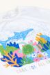 A closer look at the sea-life conservation design on the Frugi Children's Organic Cotton Fearne Pyjamas - Coral Reef pyjama top