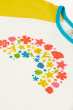 A closer look at the Floral Rainbow on the Frugi Children's Organic Cotton Nyomi Raglan T-Shirt - Rainbow.