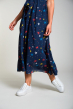 Frugi Isobel midi wrap dress skirt closeup of multicolour star print on a grey background