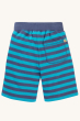 The back of the Frugi Children Organic Cotton Ellis Shorts - Tropical Sea / Navy Stripes, showing the back pocket