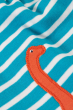 Close up of the dino applique on the front of the Frugi Olive Outfit Camper 