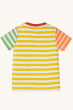 The back of the Frugi Children's Organic Cotton Hotchpotch Applique T-Shirt - Lobster. A colourful multi stripe Frugi T-Shirt made from organic cotton