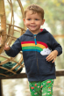 Frugi Indigo Rainbow Organic Cotton Hayle Hoody worn by child