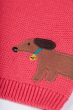 Close up of brown dog applique on the Frugi Watermelon pink dog Character Cardigan