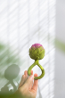 an adult's hand holding up a Oli & Carol Artichoke Rattle Teether 