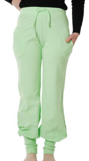 Adult baggy pants in a plain light green organic cotton from DUNS