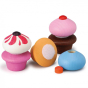 Erzi Cupcakes Wooden Play Food showing the iced topping removed, plain background.