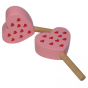 Two Erzi Raspberry Ice Lolly Wooden Play Food on a white background