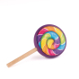 Erzi Rainbow Lolly Play Food, a colourful rainbow spiral wooden lollypop on a white background. 