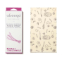 Abeego small rectangle natural beeswax food wrap laid out on a white background next to its packaging