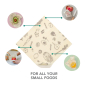Infographic showing what food can be wrapped with the Abeego small natural beeswax food wraps