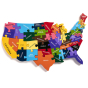 Alphabet Jigsaw eco-friendly handmade wooden USA Map jigsaw on a white background