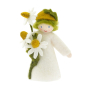 Ambrosius handmade eco-friendly chamomile boy felt fairy figure with white skin on a white background