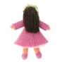 Back of the Ambrosius spring fairy collectable felt figure with light brown skin on a white background