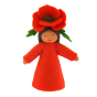 Ambrosius handmade collectable poppy crown fairy figure with light brown skin on a white background