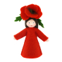 Ambrosius handmade collectable poppy crown fairy figure with white skin on a white background