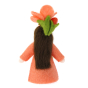 Back of the Ambrosius collectable felt Camellia Japonica figure stood on a white background