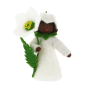 Ambrosius collectable rose flower felt figure with black skin on a white background
