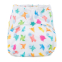 Baba + Boo Birth-To-Potty Reusable Pocket Nappy - Origami, a white nappy with a pastel origami print. White background. 