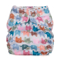 baba & Boo one size elephant design nappy. repeat elephant print in pastel colours. 