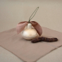 Babai natural wooden pear toy on a grey background