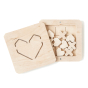 Babai eco-friendly wooden tic tac toe hearts game on a white background