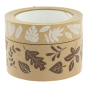Babipur kraft eco paper tape in the white and brown leaf prints stacked on a white background