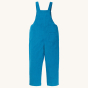 The back of the Kids Organic Cotton Cord Dungarees in Blue with back pocket by Babipur x Frugi, on a cream background