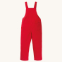 The Back of the Kids Organic Cotton Cord Dungarees in Red with back pocket by Babipur x Frugi, on a cream background
