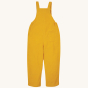 The back of the Kids Organic Cotton Cord Dungarees in Yellow back pocket by Babipur x Frugi, on a cream background