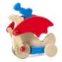 Bajo kids blue wooden pull along dragon toy on a white background