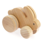 Bajo children's natural wooden push along bunny toy on a white background