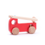 Bajo plastic free sustainable wooden fire truck toy on a white background