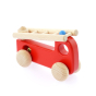 Bajo eco-friendly wooden fire engine toy on a white background