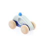 Bajo sustainable wooden police car toy on a white background