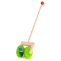 Bajo children's plastic-free wooden push along rattle toy on a white background