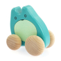 Bajo children's plastic-free wooden push along ghost toy in the turquoise colour on a white background