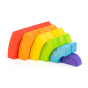 Bajo kids wooden rainbow blocks toy stacked in rows on a white background