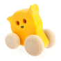 Bajo children's handmade wooden push along ghost toy in the yellow colour on a white background