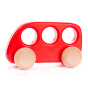 Bajo children's plastic-free red wooden bus toy on a white background