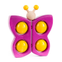 Bajo plastic-free purple wooden butterfly baby teething toy on a white background