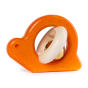Bajo plastic-free orange wooden snail baby rattle on a white background