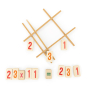 Bajo eco-friendly wooden maths learning set laid out on a white background