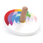 Bajo plastic-free wooden echo spinning top on a white background