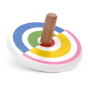 Bajo plastic-free wooden semi-circles spinning top on a white background