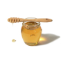 Bambu Bamboo Honey Dipper placed on a jar or honey pictured on a plain white background