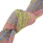 Close up of Beco Pets sustainable squeaky hemp rope dog toy on a white background.