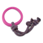 Beco Pets natural rubber hoop on rope dog toy on a white background.
